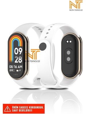 Xiaomi Mi Band 8 / 9 / 10 Uyumlu Metal Girişli Klasik / Spor Yumuşak Silikon Kordon