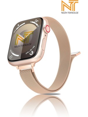 Nezih Case Watch Seri 5/6/7/8/9/se 38/40/41mm Seri 10 42 / Seri 11 42mm Uyumlu Hasır Metal Kordon