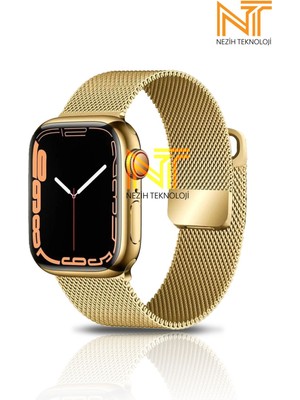 Nezih Case Watch Seri 5/6/7/8/9/se 38/40/41mm Seri 10 42 / Seri 11 42mm Uyumlu Hasır Metal Kordon