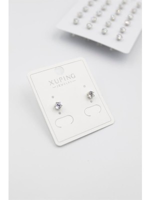 Küçük Boy Zirkon Taşlı Tektaş  Küpe - Gümüş