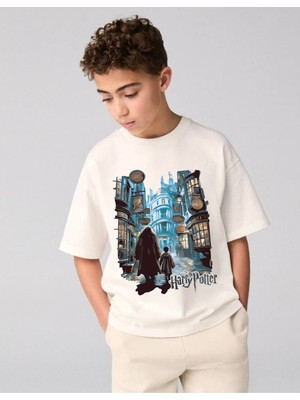 Little Aden Erkek Çocuk Harry Potter Baskılı Pamuklu Oversize Yazlık Tişört
