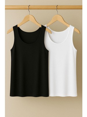 2 Adet A Kesim Rahat Kalıp Basic Kalın Askılı Atlet Tişört