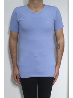 Santa Fistan Store Erkek Düz Spor Kesim Dar Kalıp V - Yaka T-Shirt