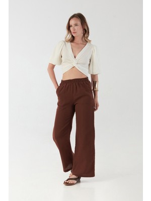 Beli Lastikli Cepli Keten Pantolon