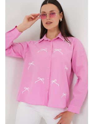 Passense Fiyonk Detay Gömlek 20311 - Pembe