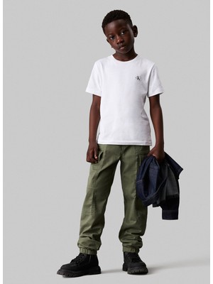 Calvin Klein Lastikli Bel Lastikli Paça Yeşil Erkek Çocuk Kargo Pantolon IB0IB02270LDY