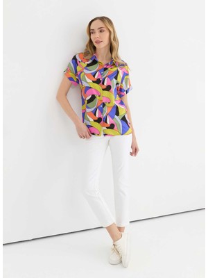 Selen Polo Yaka Emprime Mor Kadın Bluz 25YSL8116