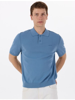 Boss Polo Yaka Regular Fit Mavi Erkek Kazak Asac_p
