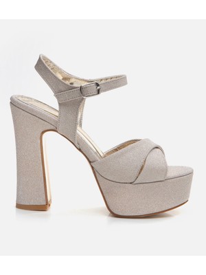 Kadın Gold Abiye Topuklu Sandalet