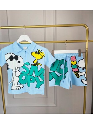 Monsterçocuk Erkek Çocuk Şort Tshirt 2li Snopy Yazlık Takım