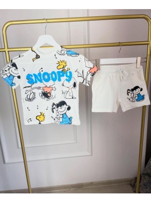 Monsterçocuk Erkek Çocuk Şort Tshirt 2li Snopy Yazlık Takım
