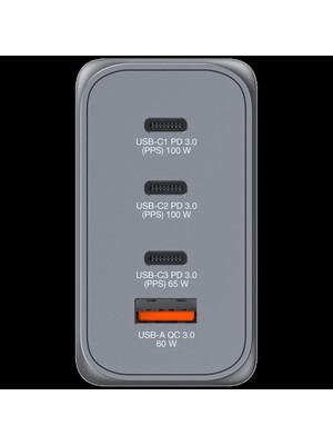 Verbatim GNC-200 Gan Charger 200W 2 x Usb-C® Pd 100W / 1 x Usb-C® Pd 65W / 1 x USB Qc 3.0 (Eu/uk/us)