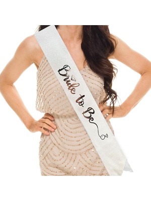 Beyaz Üzeri Gümüş Italik Alyanslı Bride To Be Yazılı Simli Işıltılı Kuş - 1OL6583-5130