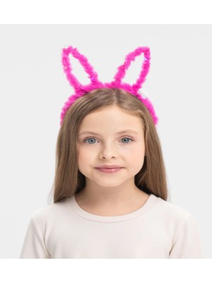 LED Işıklı Peluş Pofuduk Tavşan Kulak Tavşan Taç Şeker Pembesi 17X23 cm (476 - 1OL4655-4511