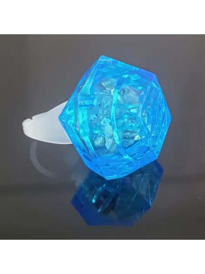 Kristal Tasarımlı LED Glow Işıklı 3 Modlu Mavi Yüzük 3.5 x 5 cm (4767) - 1OL4622-8614