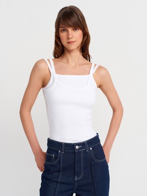 21105 Çift Askılı Atlet-Beyaz