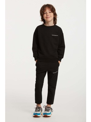 Grimelange Majuro Erkek Çocuk Nakışlı Siyah Eşofman Takımı