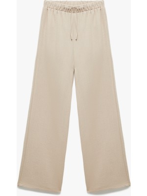 Koton Pamuklu Beli Lastikli Bağlamalı Uzun Müslin Pantolon