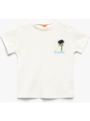 Koton Kısa Kollu Bisiklet Yaka Pamuklu Baskılı Tişört