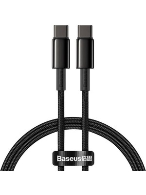 Baseus Tungsten Gold Hızlı Şarj Data Kablosu Type-C To Type-C 100W 1m Siyah