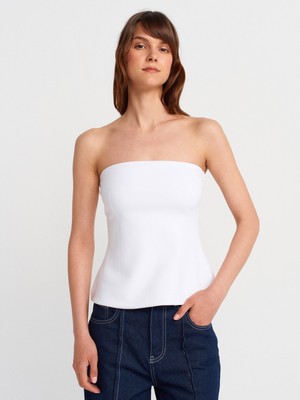 Dilvin Kadın Straplez Top Beyaz %70 Viskoz Kumaşla Rahat Kullanım 36/Standart Kalıp