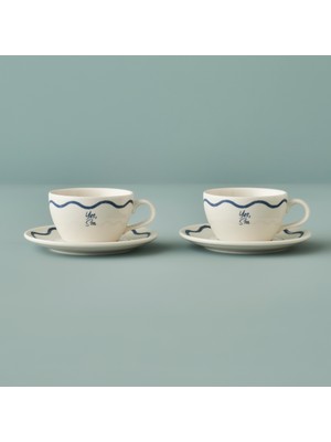 Marine Porselen 2'li Çay Fincanı Seti Mavi (270 Cc)