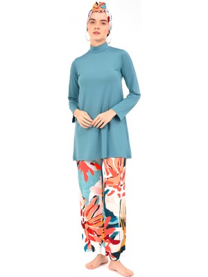 Alfasa Manolo Desenli Tam Kapalı Tesettür Mayo 24610-25 Pers Yeşili