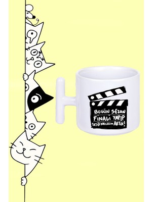 Olympus Plus Bugün Sezon Finali Yapıp Tatile Kaçalım Artık! Klaket Film Tasarım Baskılı Beyaz T Sap Kupa Bardak