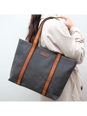 Design 05 Kanvas Kumaş - Deri Kadın Haki Omuz Çanta