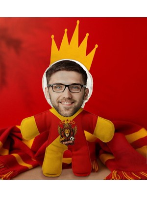 Bk Gift Kişiye Özel Sarı Kırmızı Taraftar Tasarımlı Kral Bebek Yastık-6, Taraftar Hediyesi, Taraftar Yastık