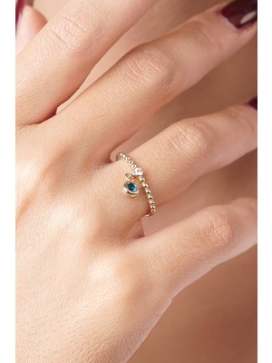 Fiyonk Kuyumculuk 14 Ayar Altın Tektaş Detaylı Göz Sallantılı Yüzük