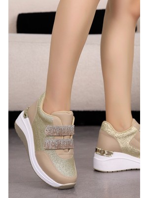 Mdl 1129 Taş Detaylı Cırtlı Spor Ayakkabı