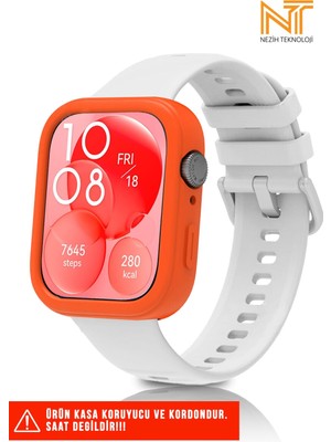 Huawei Watch Fit 3 Uyumlu Yumuşak Renkli Silikon Kasa Koruyucu Jel Silikon Kordon (Set)