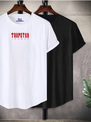 TR4PSTAR Baskılı Oval Kesim Slim 2li T-Shirt Ikili Set