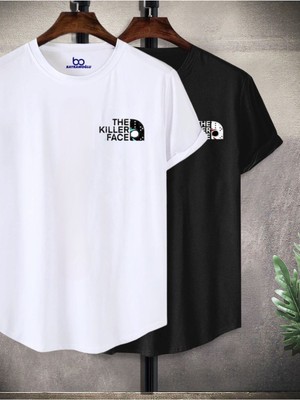 The Kıller Face Baskılı Oval Kesim Slim 2li T-Shirt  %100 Müşteri Memnuniyeti