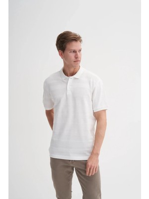 Cazador Polo Yaka Regular Fit Örme Çizgi Dokulu Tişört