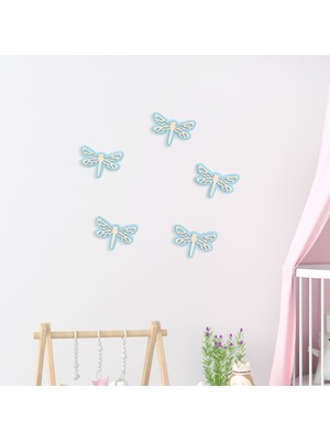Ahşap Yusufçuk Duvar Süsü 5’li Set – Çocuk Odası Dekoru | 5 Renk Seçeneği, Bebek Odası Dekorasyon