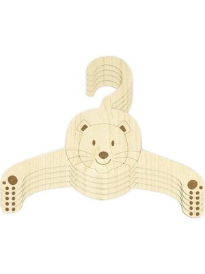 5li Bebek Elbise Askısı Ahşap Aslan Giysi Askısı