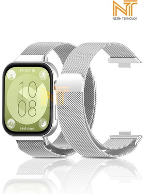 Nezih Case Huawei Watch Fit 3 / Fit 4 / Fit 4 Pro / Fit 5 / Fit 5 Pro Uyumlu Milano Hasır Örgü Metal Magnet Pratik Kordon