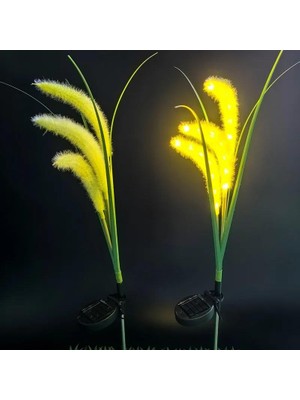   2ligüneş Bahçe Işıkları Yeşil Tilki Kuyruğu Işıkları Parlayan Sapları ile Açık Güneş Bahçe Işıkları Yard Dekorasyon Lambası