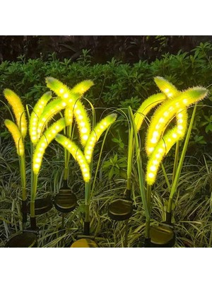  4lü Güneş Bahçe Işıkları Yeşil Tilki Kuyruğu Işıkları Parlayan Sapları ile Açık Güneş Bahçe Işıkları Yard Dekorasyon Lambası