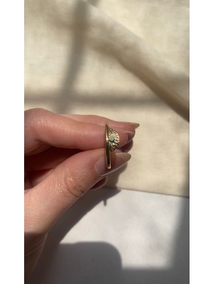 Onseva Kuyumculuk 14 Ayar Altın Antik Mısır Yarım Ay Taşlı Yüzük