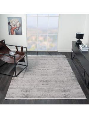 Quatro QU011A Gri Halı Modern Desen Antialerjik Pamuk Taban Salon Halısı Yatak Odası Mutafak Koridor