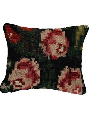 Güllü Kilim Yastık Kılıfı Doğaçlama 04