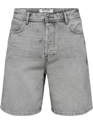 Only & Sons Erkek Onsfade Rahat Kalıp Jean Şort 22033157 Gri