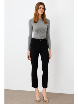 Moda Ilgi Kadın Köşe Cep Dar Paça Pantolon 4520 Siyah