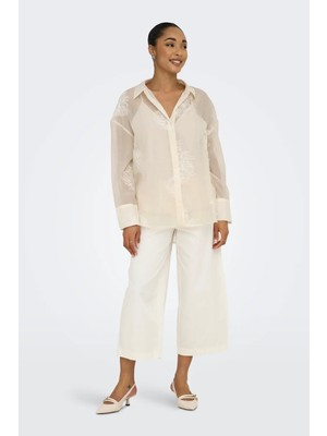 Only Kadın Onloregon Iç Bluzlu Nakış Detaylı Gömlek 15350694 Bej