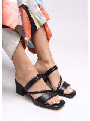 Riccon Kadın Topuklu Terlik Platform Tasarım Şık Siyah Renk Günlük Kullanım İçin