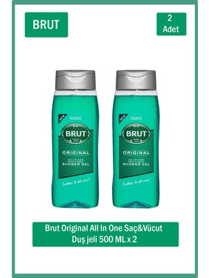Brut Hair&Body Shower Gel 500 ml x 2 Adet Duş Jeli