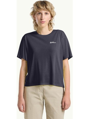 Jack Wolfskin Vonnan Crop T W Siyah Kadın Kısa Kol T-Shirt